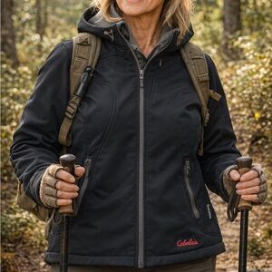 Cabela’s Windstopper Softshell Jacket Women’s M Black Hooded Outdoor Coat